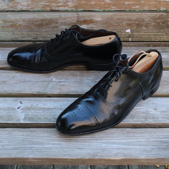 Vtg Dack’s Black Polished Medallion Cap Toe Oxford, Men's Size 13 D, EUC - Picture 12 of 12